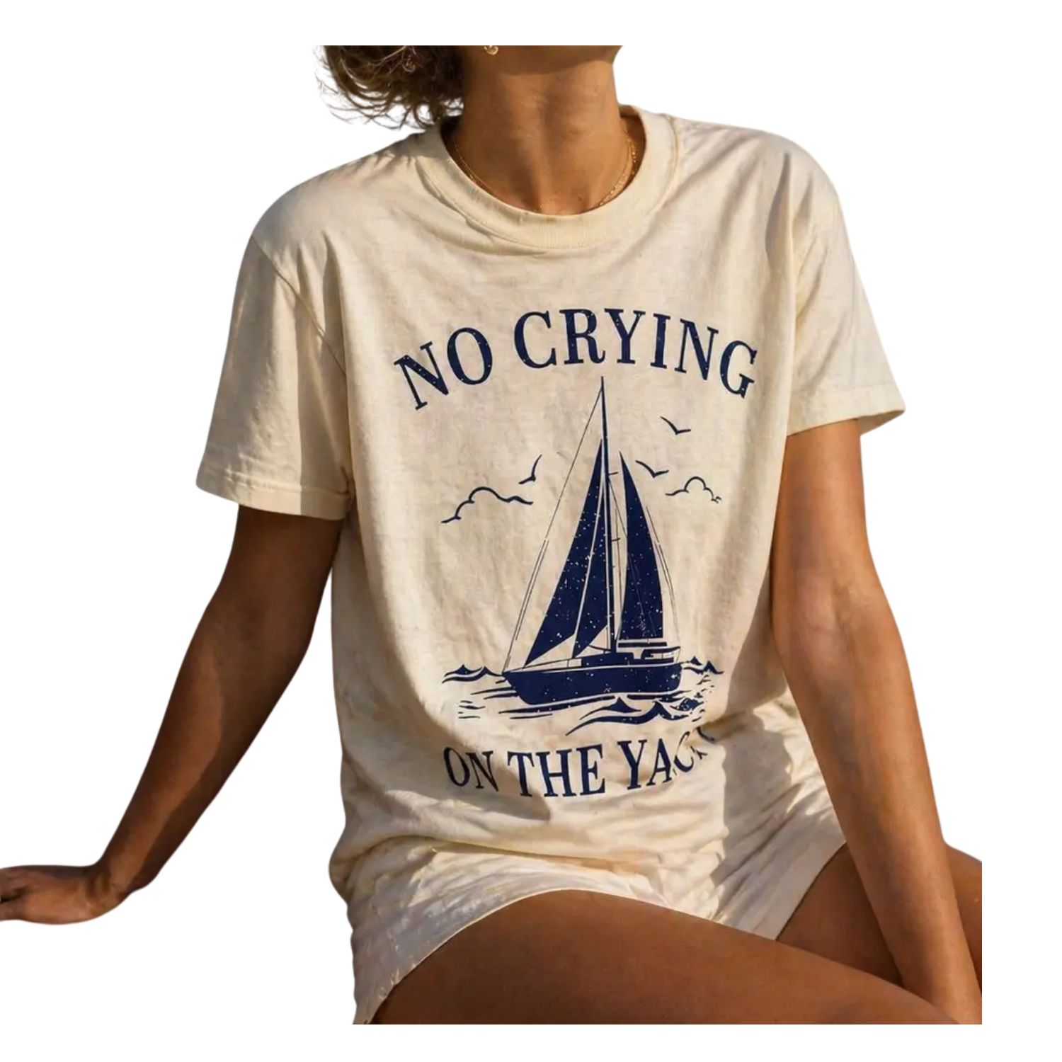 No Crying On the Yacht Coastal/Nautical Butteryellow T-Shirt