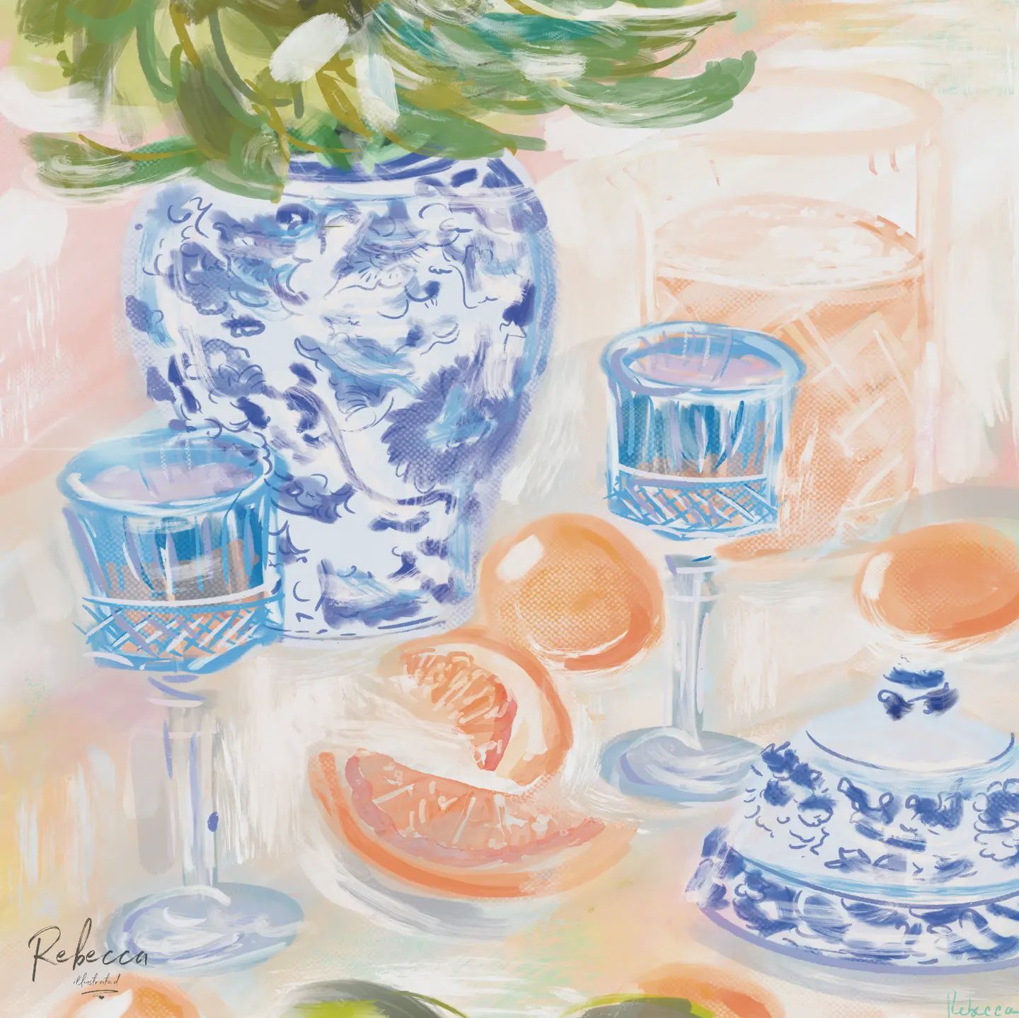 Chinoiserie &amp; Citrus-Mahjong Mat