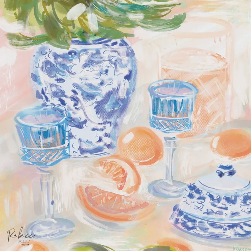 Chinoiserie &amp; Citrus-Mahjong Mat