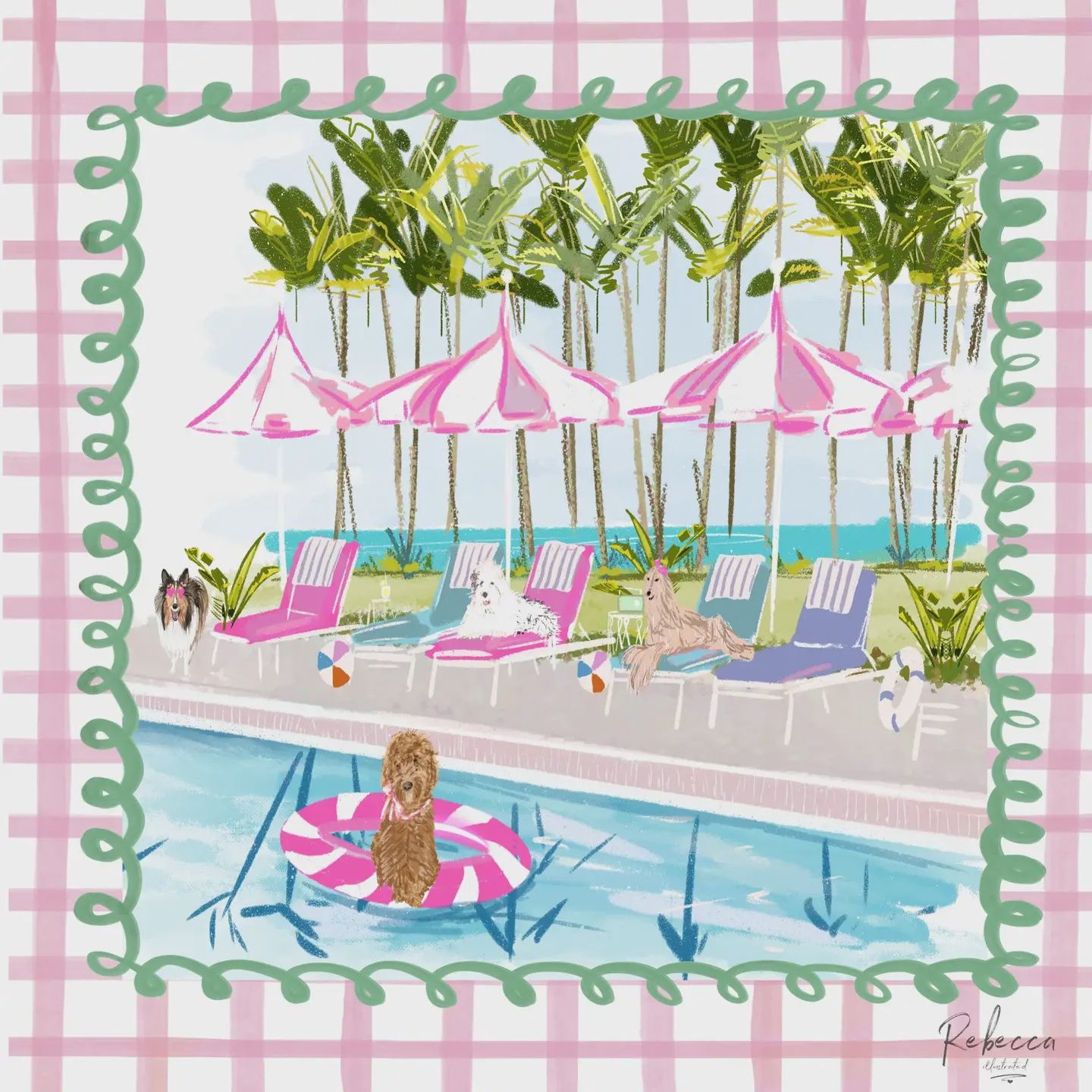 Pool Pawty-Mahjong Mat