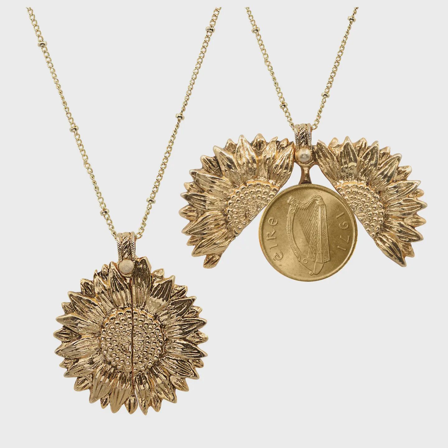 Sunflower Gold Layered Irish Penny Coin Necklace