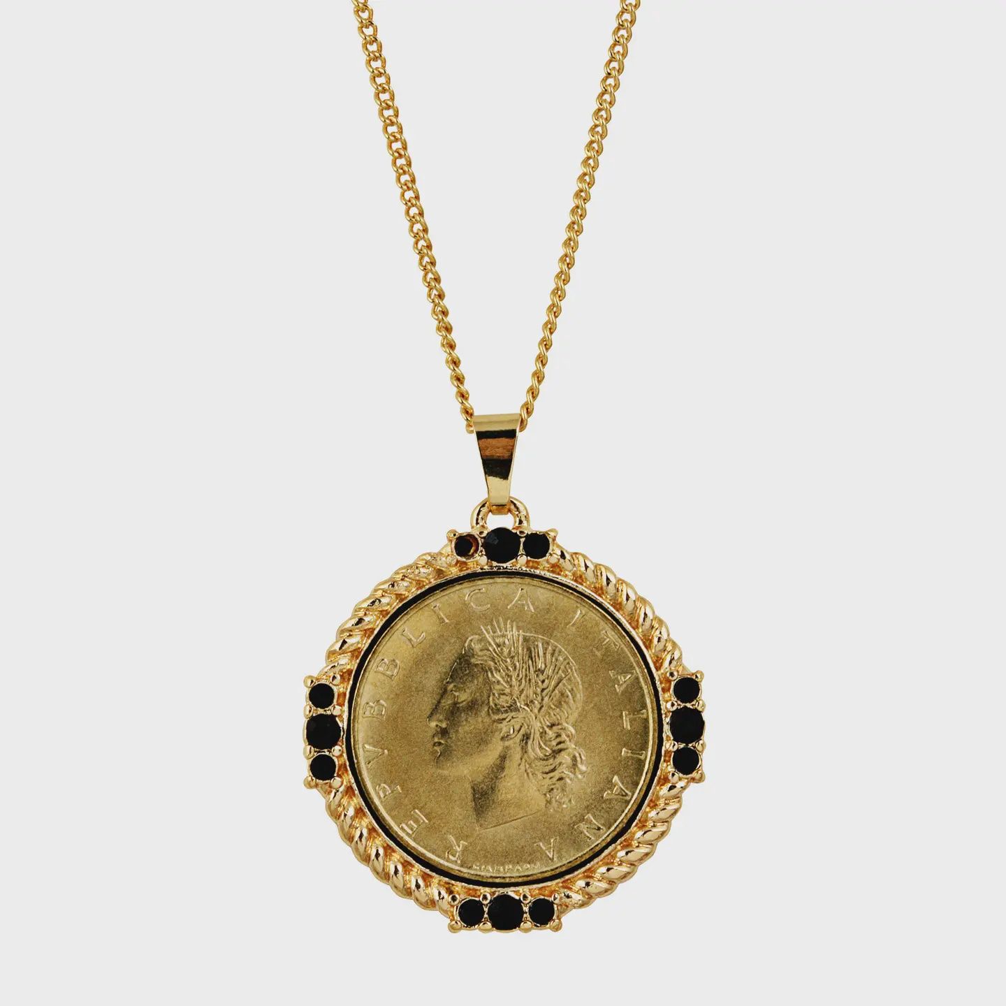 Italian 20 Lira Coin Medallion Pendant Necklace