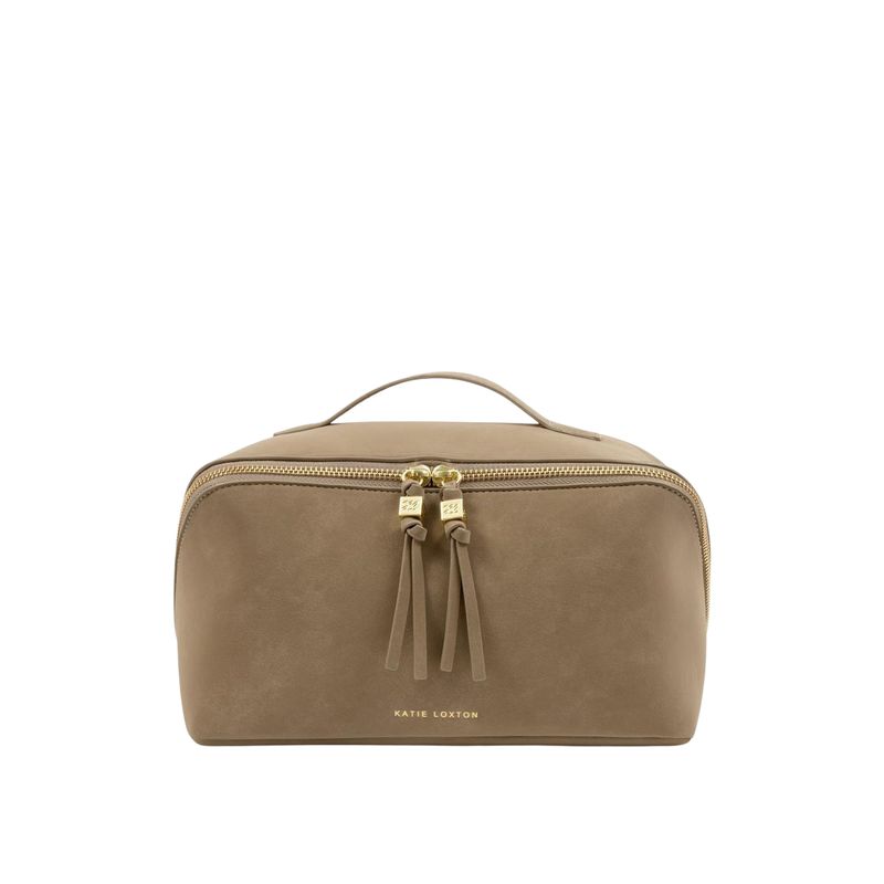 SOHO Large Makeup Case | Taupe Suedette