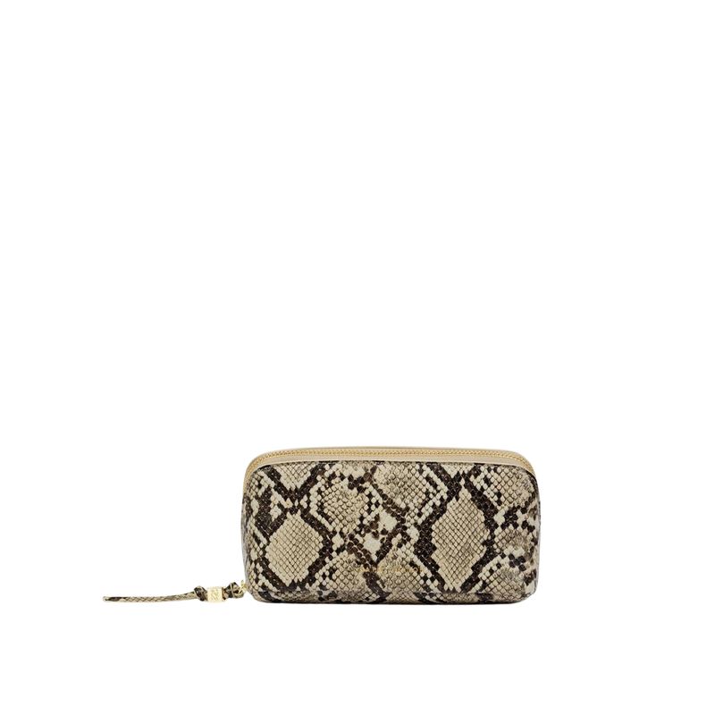 Fold-Out Mirror Makeup Bag | Faux Snake