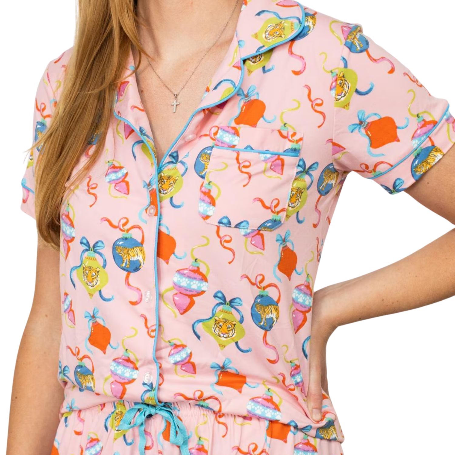 Tinsel and Tiger Short Sleeve Button Up Sleep Shirt &amp; Pants