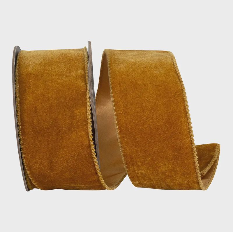 Luxe Plush Velvet Wired Edge Ribbon – Caramel | 2.5"