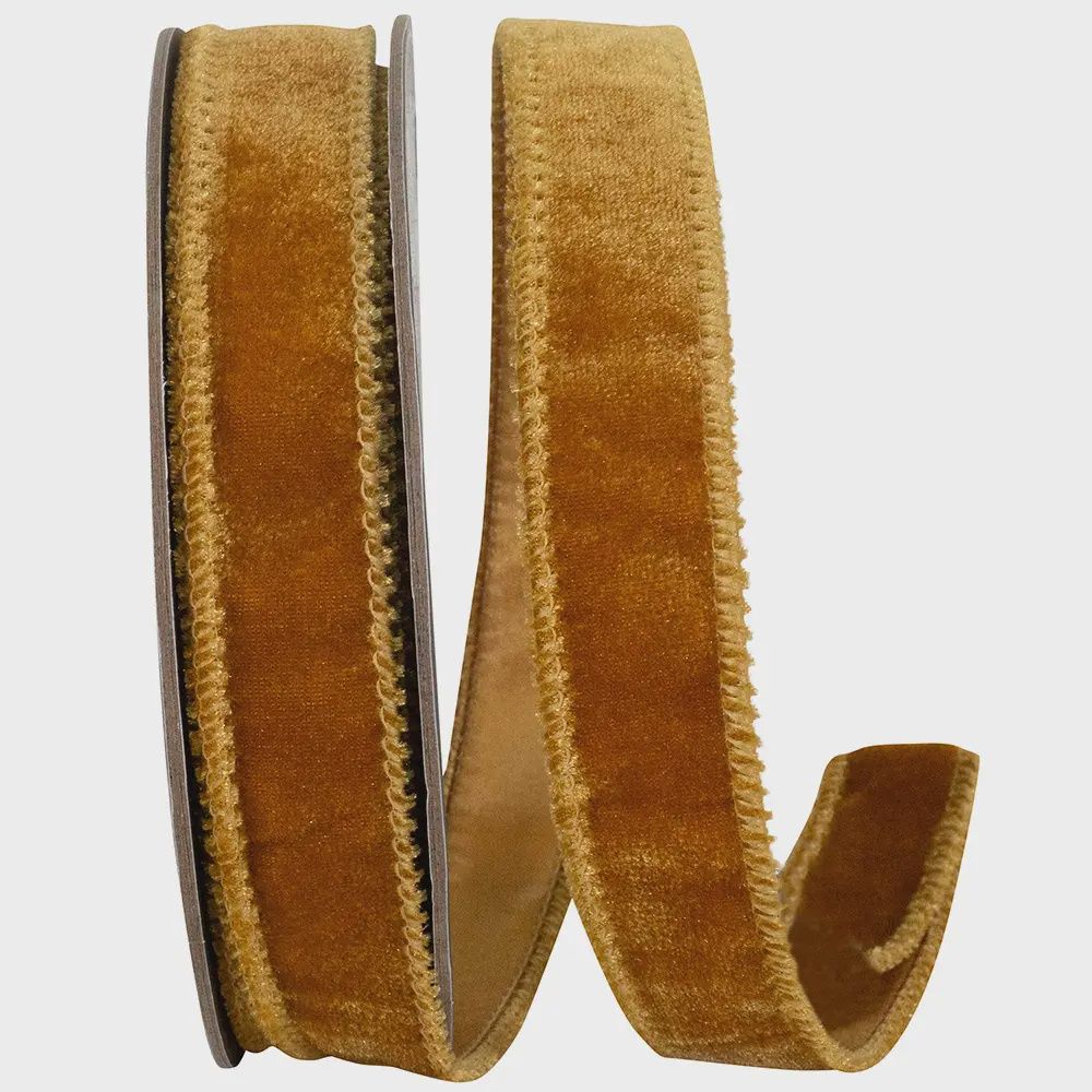 Luxe Plush Velvet Wired Edge Ribbon – Caramel | 1"