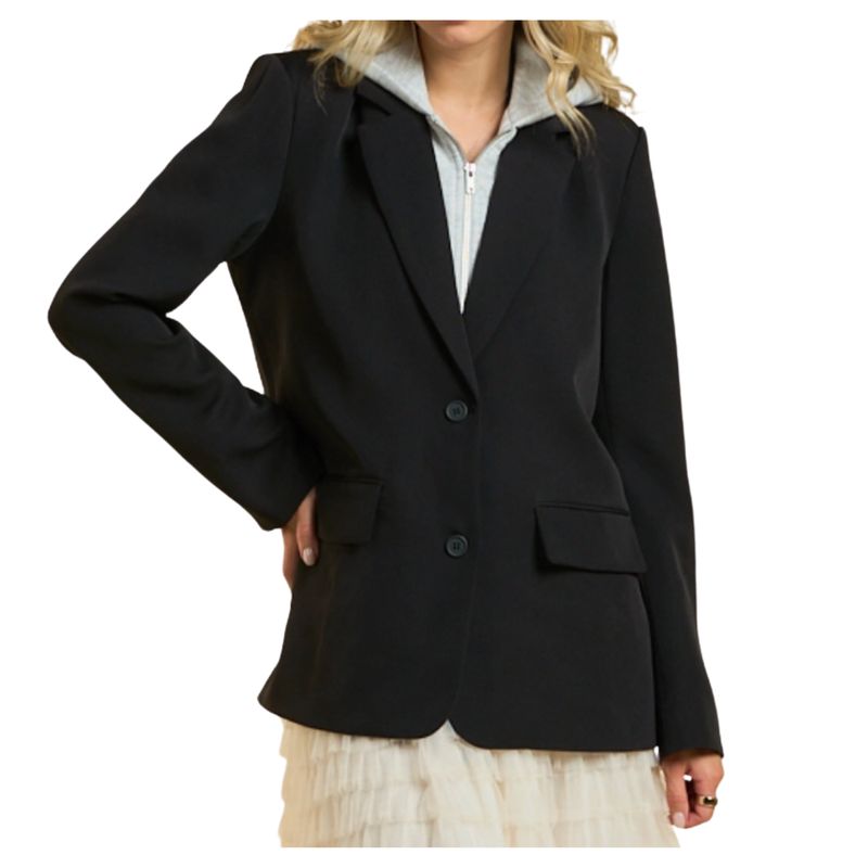 Classic Tailored Blazer with Attached Hoodie