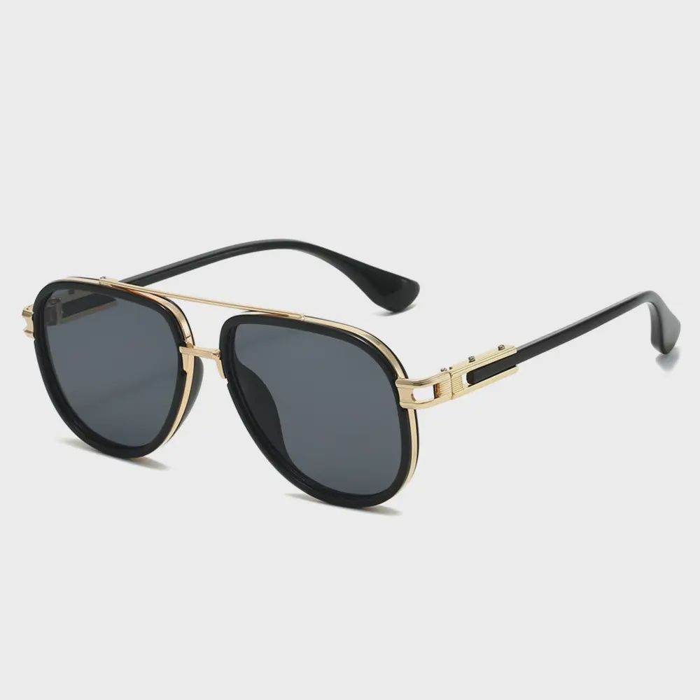 Classic Retro Double Bridge Sunglasses – Black