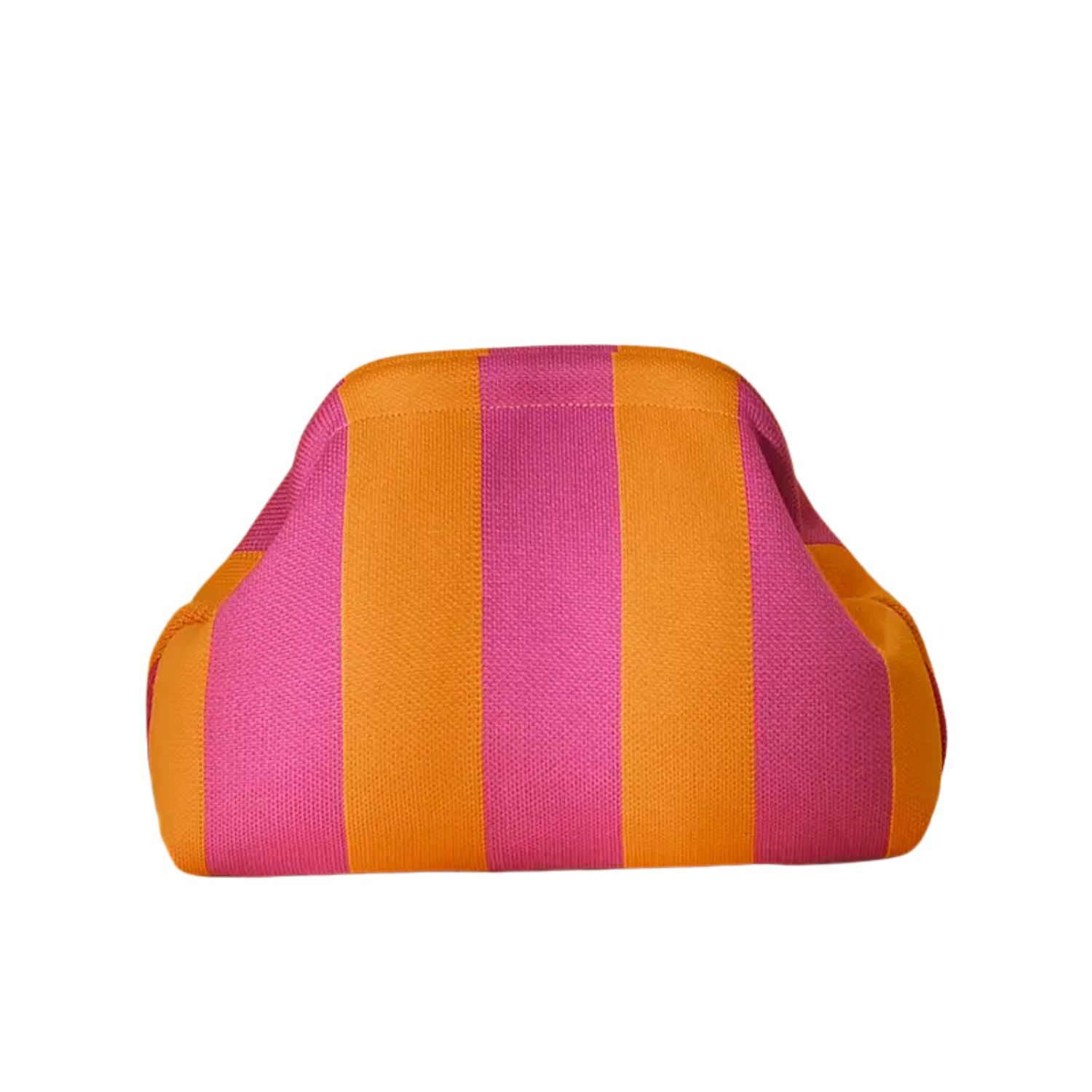 Color-Block Striped Knit Cosmetic Bag Knit Clutch Bag – Pink &amp; Orange