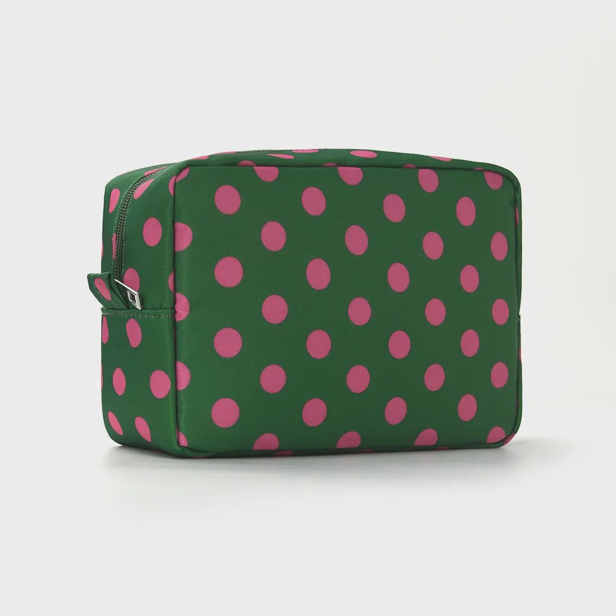Polka Dot Cosmetic Bag Makeup Pouch – Green &amp; Pink
