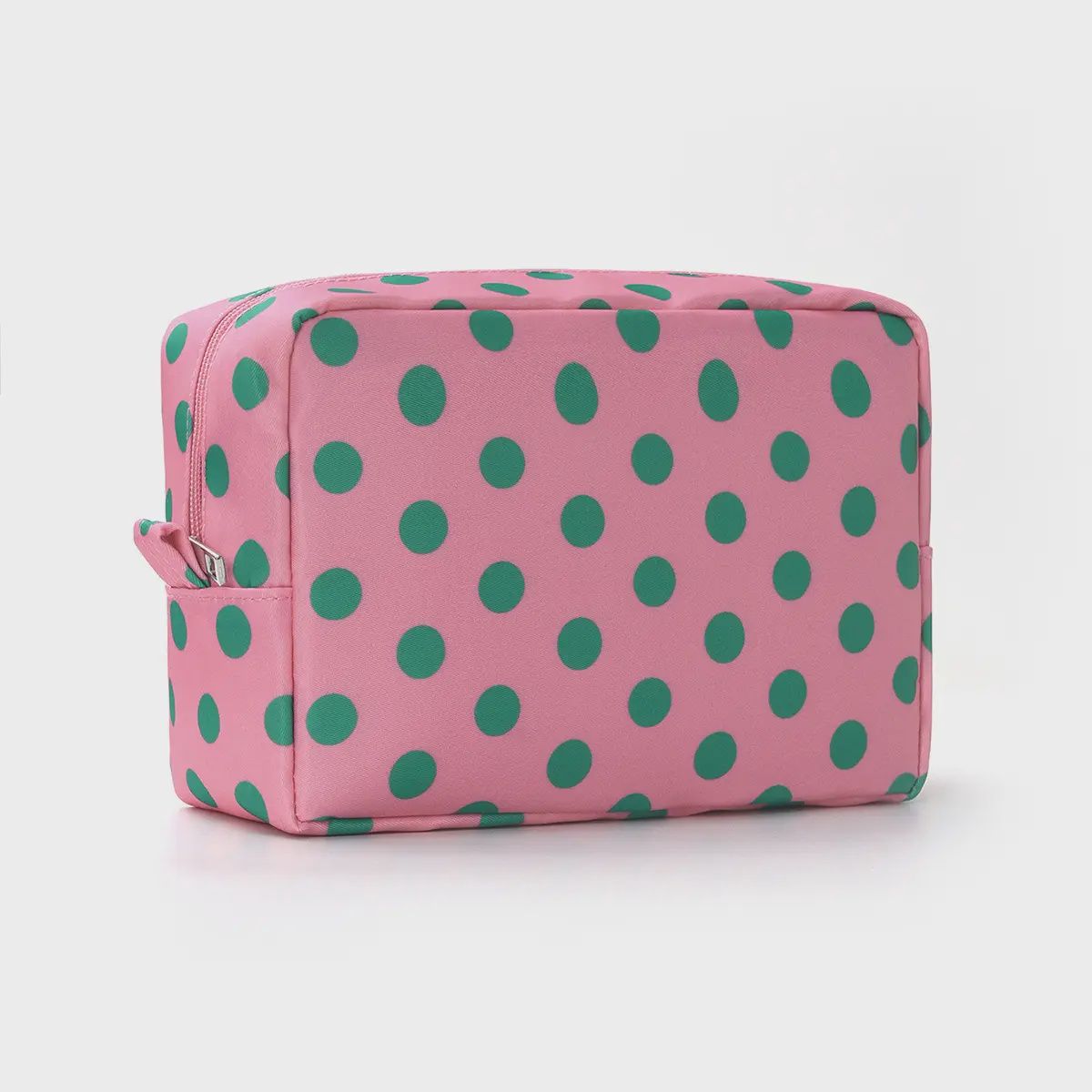 Polka Dot Cosmetic Bag Makeup Pouch – Pink &amp; Green