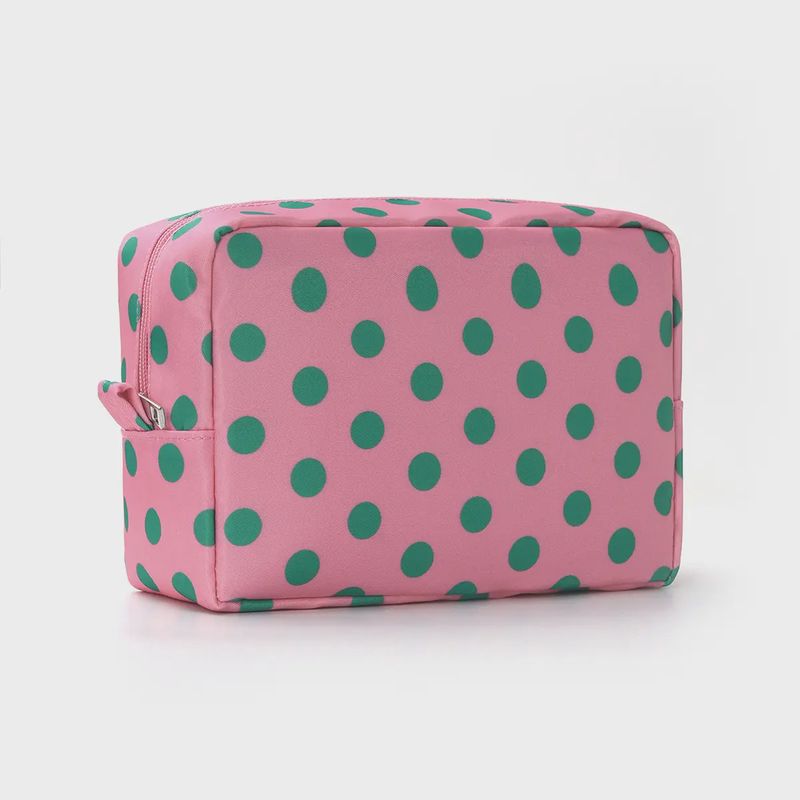 Polka Dot Cosmetic Bag Makeup Pouch – Pink &amp; Green