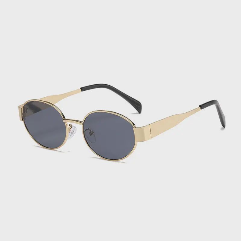 Retro Gold Metal Oval Sunglasses