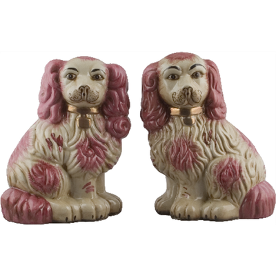 12" Pink Staffordshire Style Dog Figurine