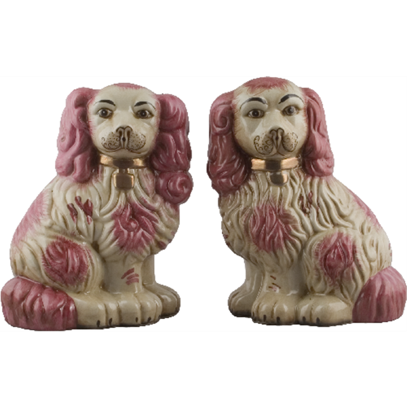 12" Pink Staffordshire Style Dog Figurine