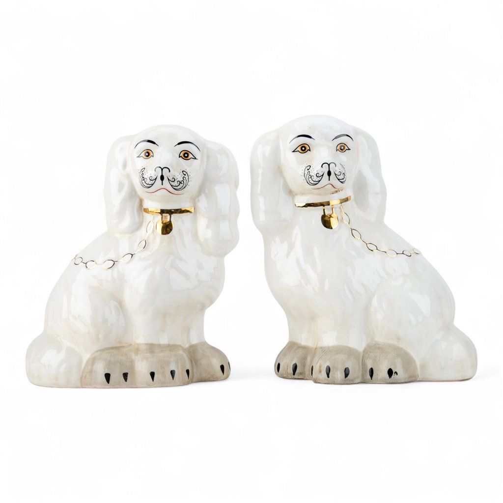 Classic White Staffordshire Style Dog Figurine