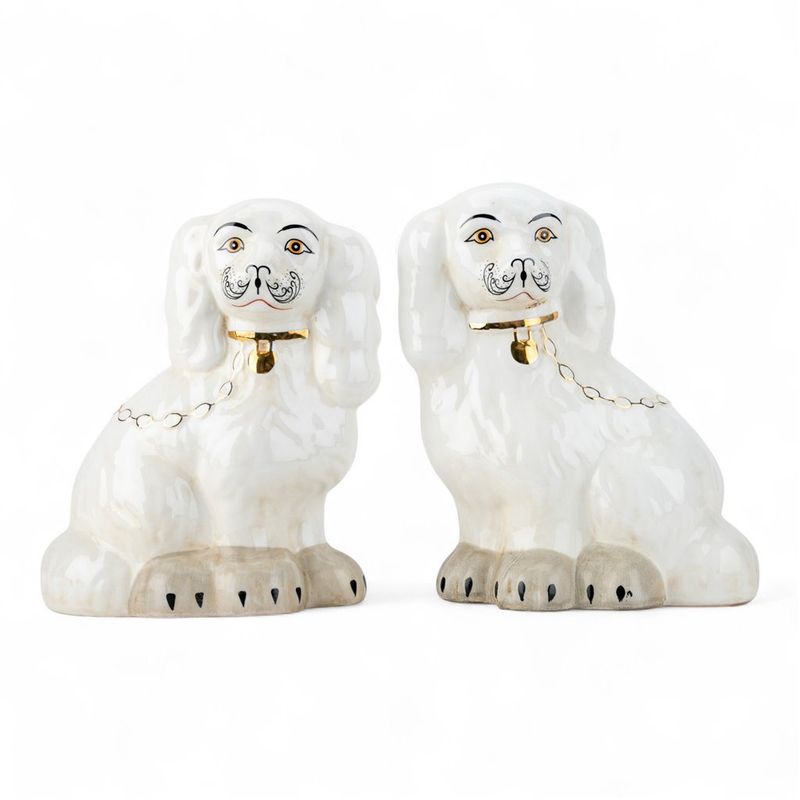 Classic White Staffordshire Style Dog Figurine