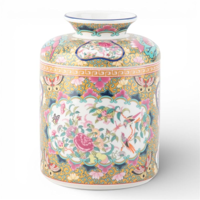 Porcelain Round Tissue Box Cover – Rose Medallion Canton