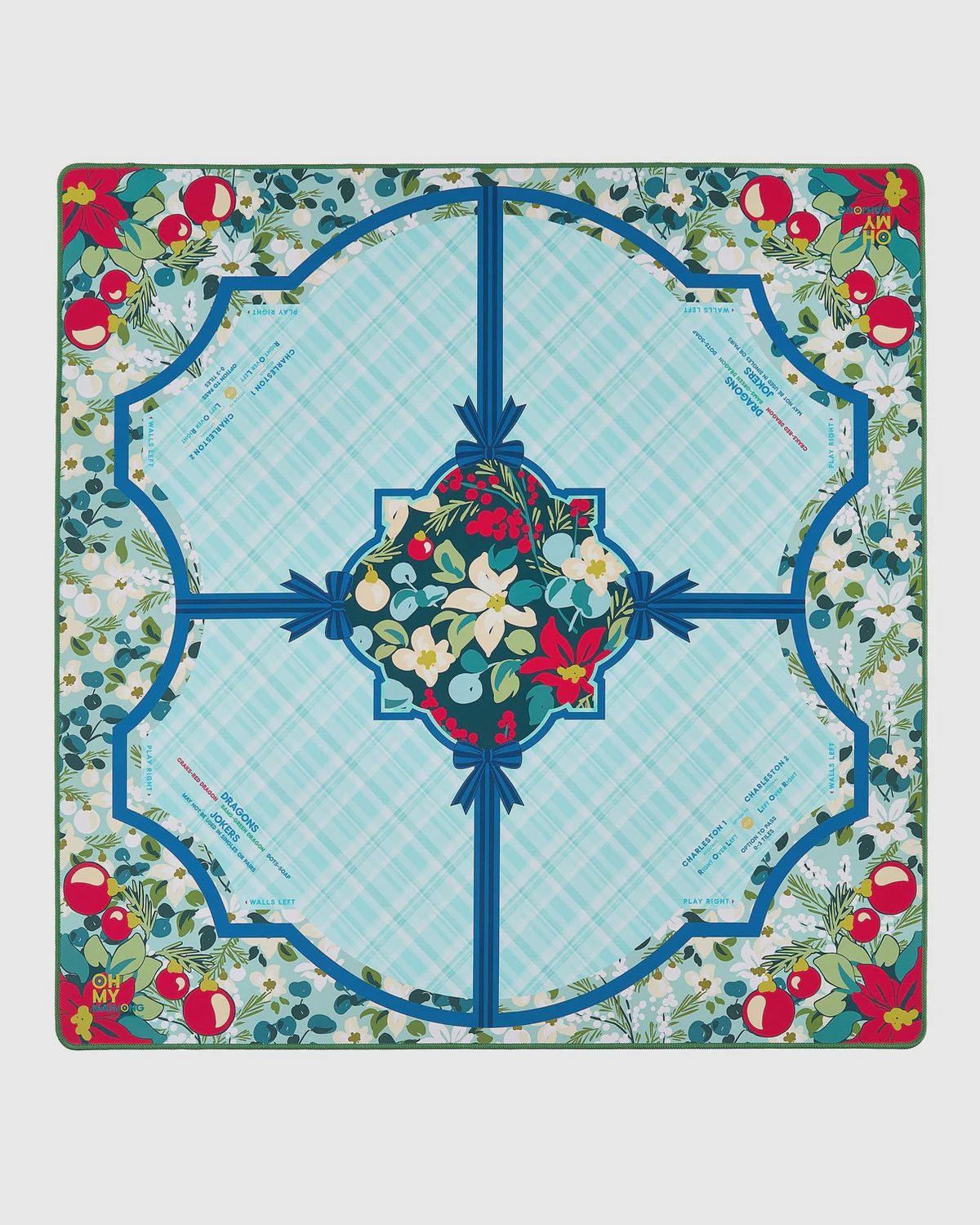 Winterberry Mahjong Mat with Storage Tube