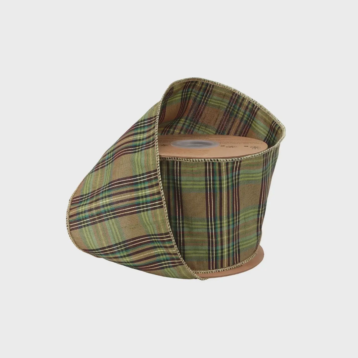 Green Metallic Plaid Wired Ribbon – 4" x 10 Yards