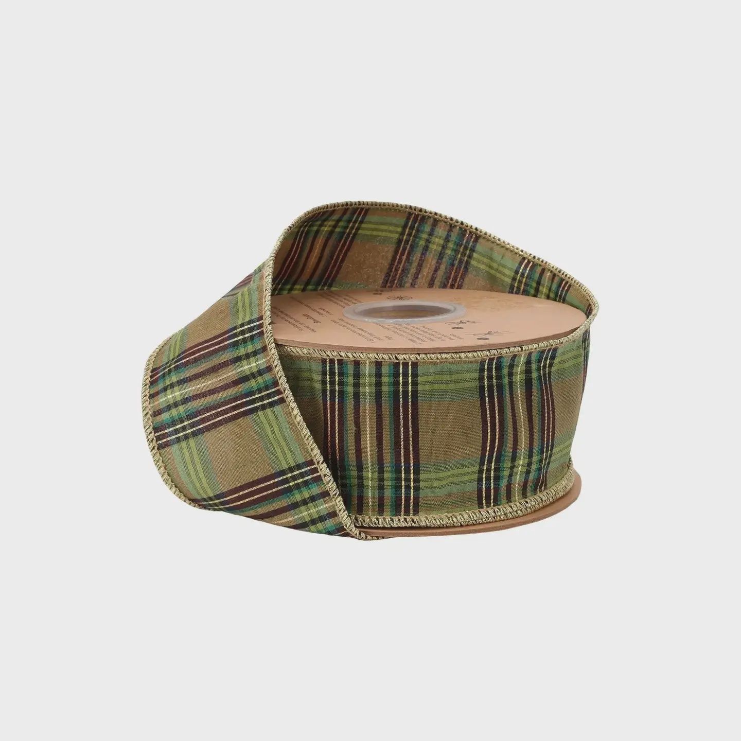Green Metallic Plaid Wired Ribbon – 2.5" x 10 Yards