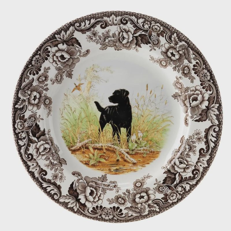 Spode Woodland Dinner Plate 10.5" (Black Labrador Retriever)