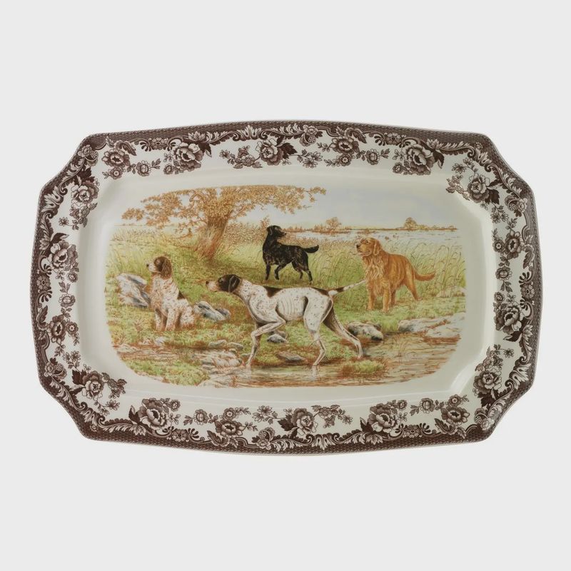Spode Woodland Rectangular Platter 17.5" (All Dogs)