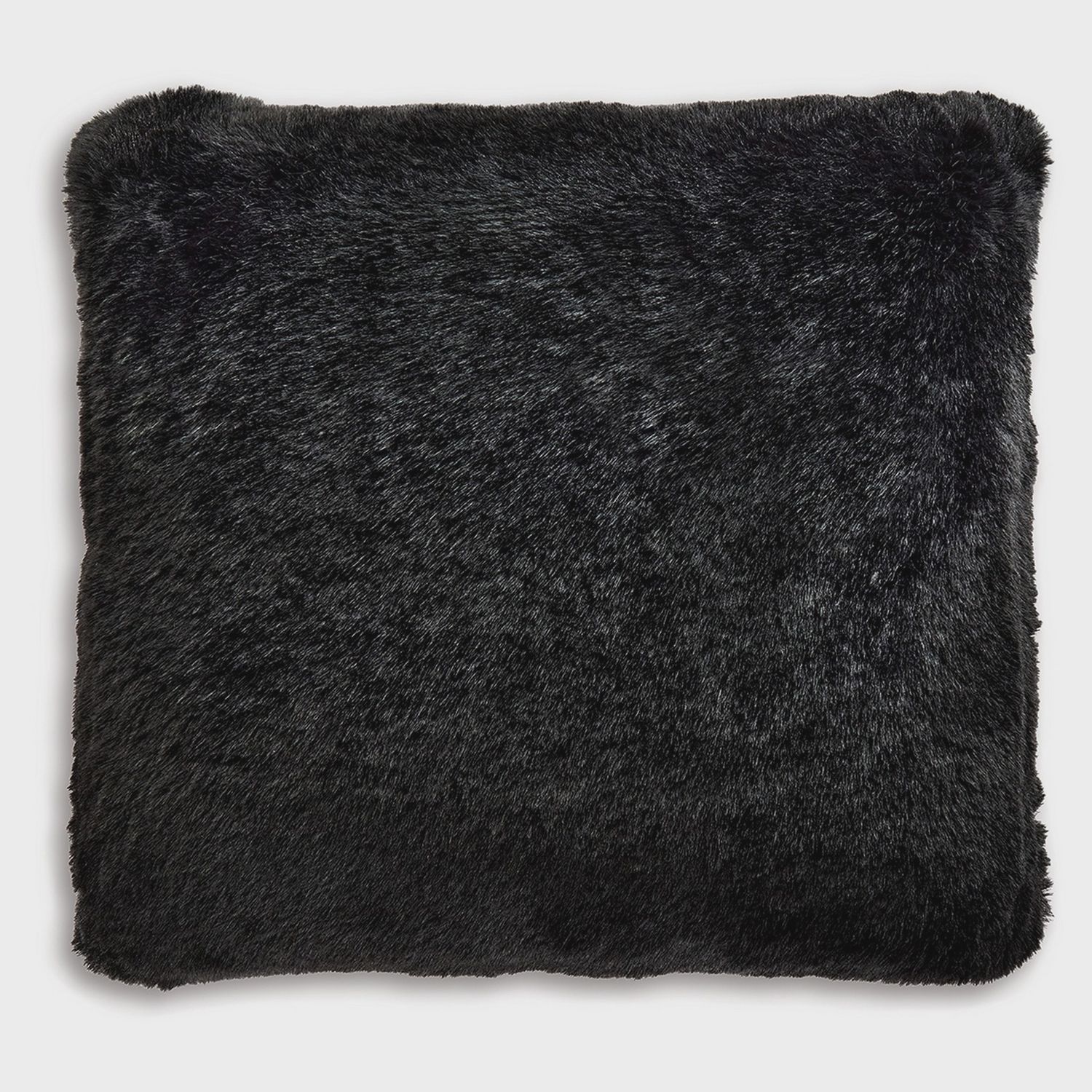 20" x 20" Black Faux Fur Pillow