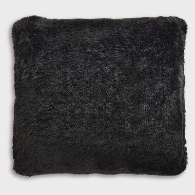 20" x 20" Black Faux Fur Pillow