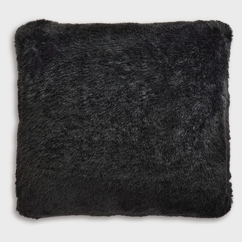 20" x 20" Black Faux Fur Pillow