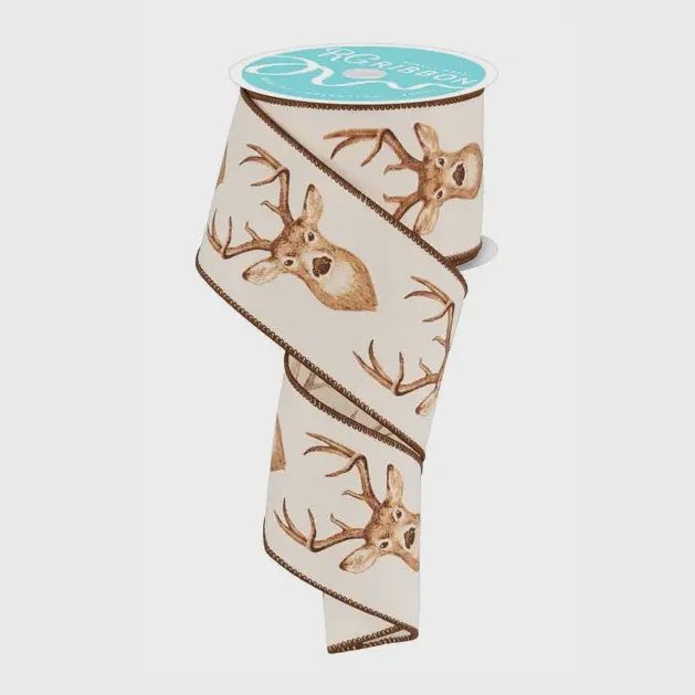 2.5" x 10 Yard Deer Head Wired Ribbon