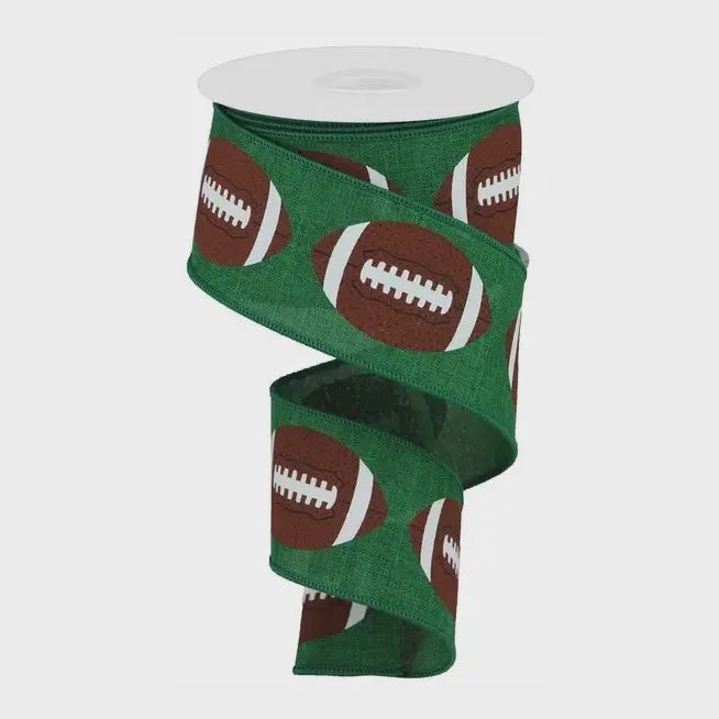 2.5" x 10 Yard Footballs Wired Ribbon