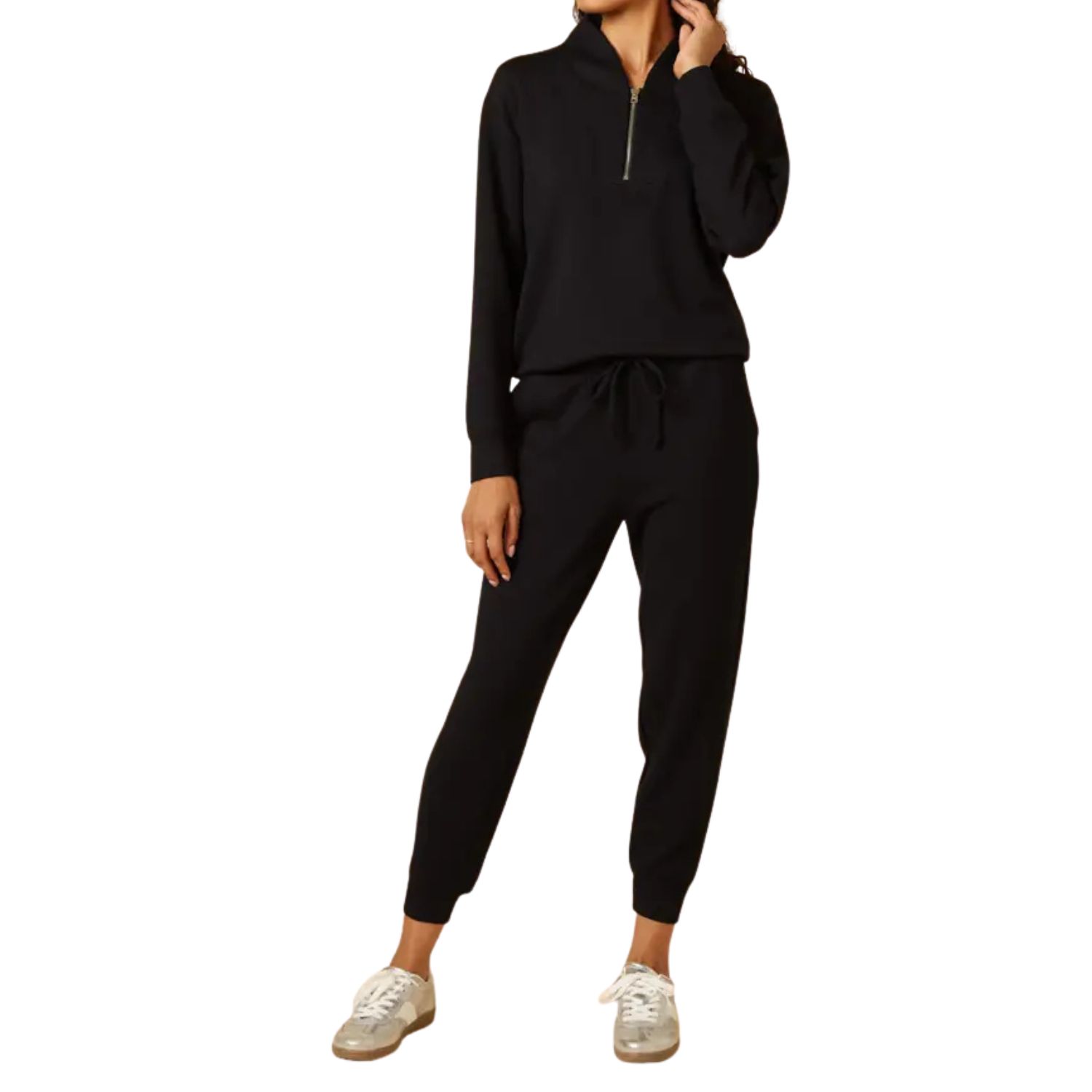 Athleisure Dreamtech 1/4 Zip Jogger Set – Black