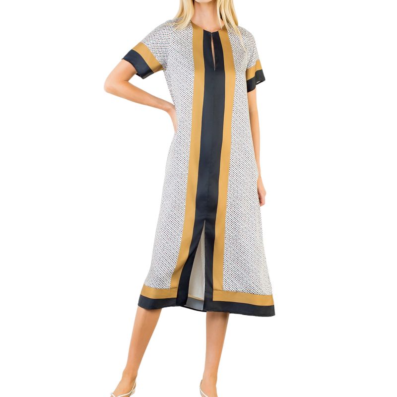 Geo Border Midi Dress