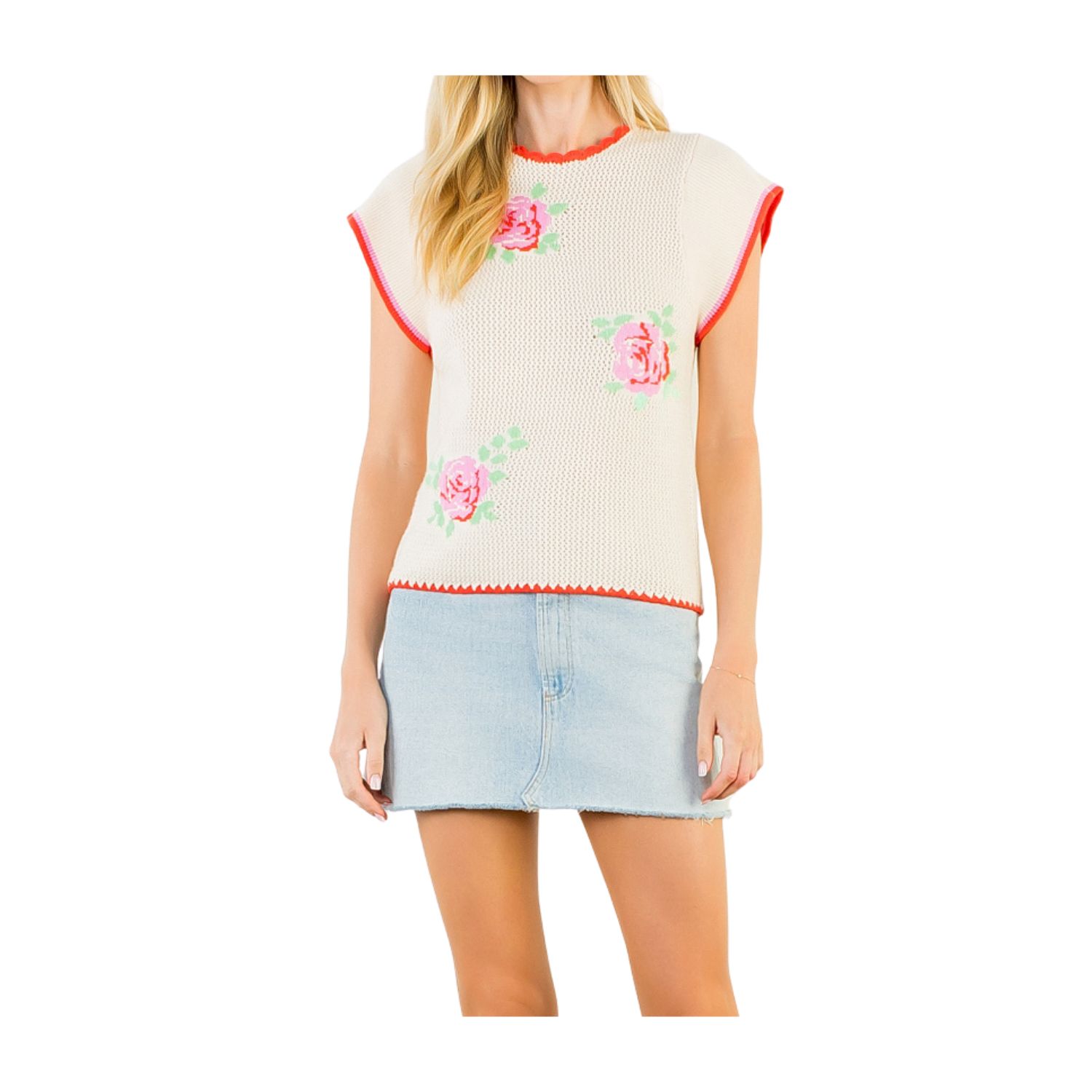 Floral Knit Sweater Top