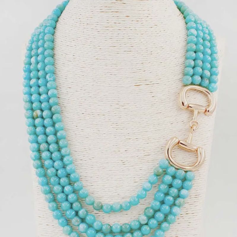 Turquoise Multi-Strand Horsebit Necklace