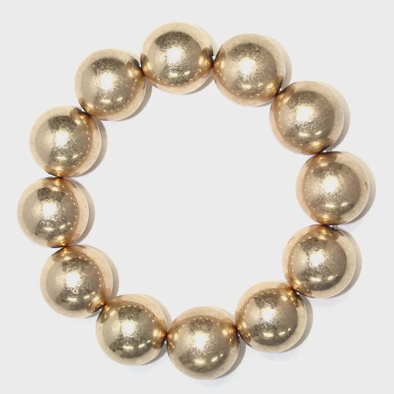 Worn Gold Large Beaded Stretch Bracelet