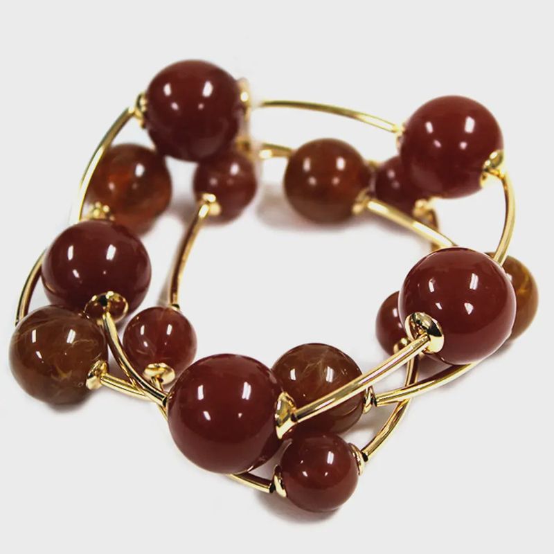 Brown &amp; Gold Beaded Stretch Bracelet Set