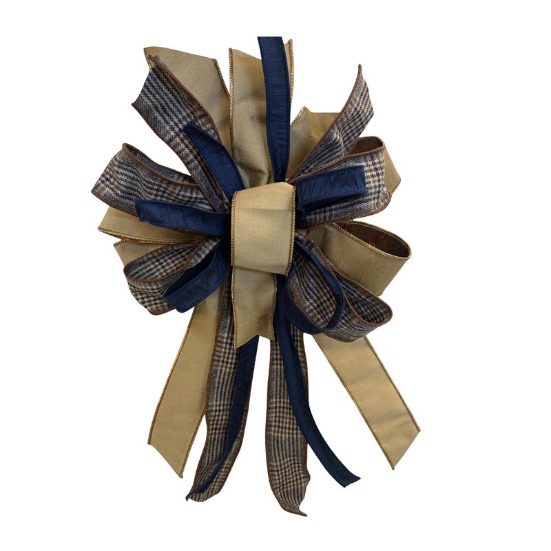 Plaid with Navy Stripe Bow Approx. 23" Long x 16" Wide