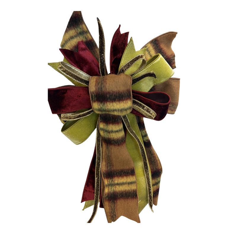 Faux Wool &amp; Burgundy Bow Approx. 22" Long x 15" Wide