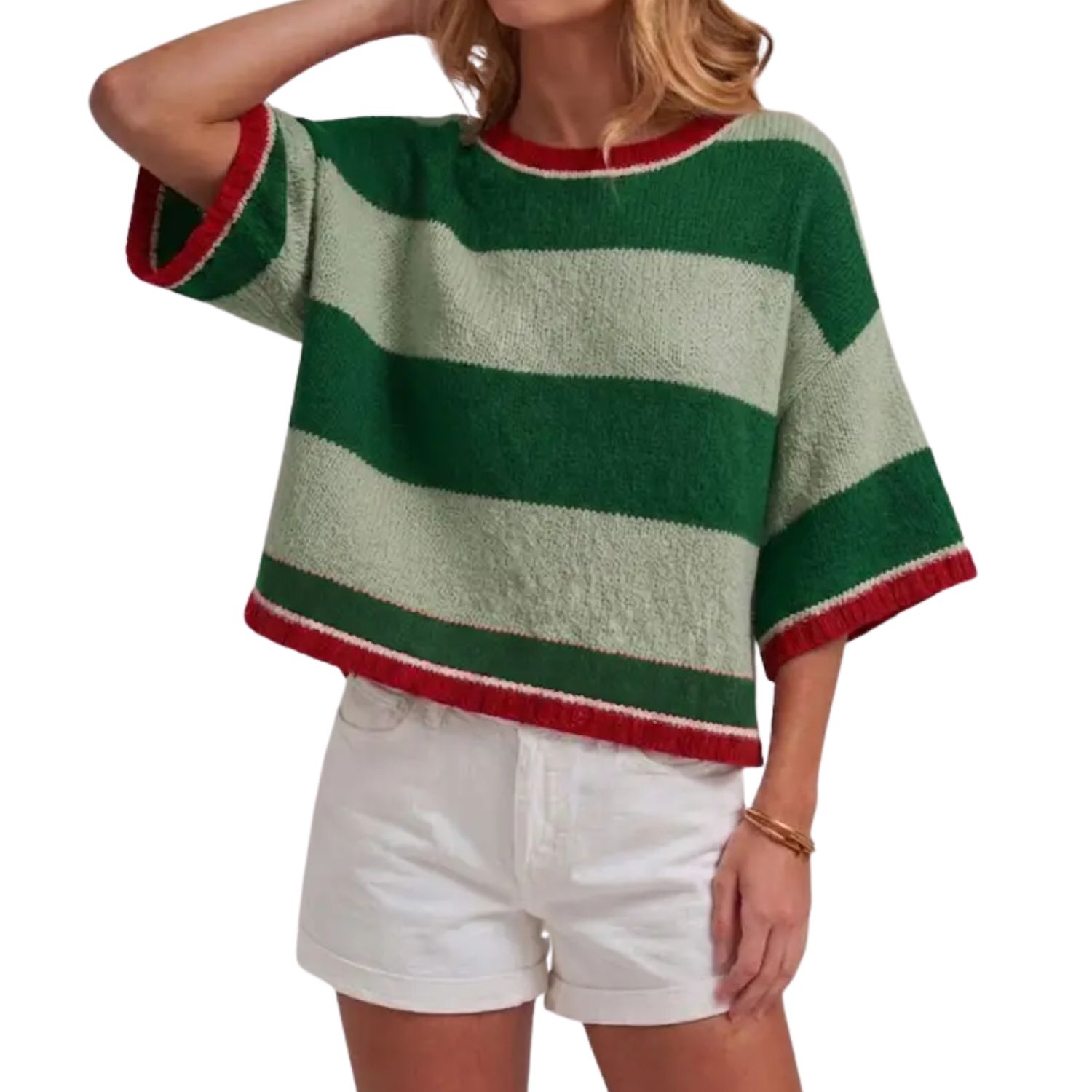 Wide Stripe Loose Fit Sweater Top