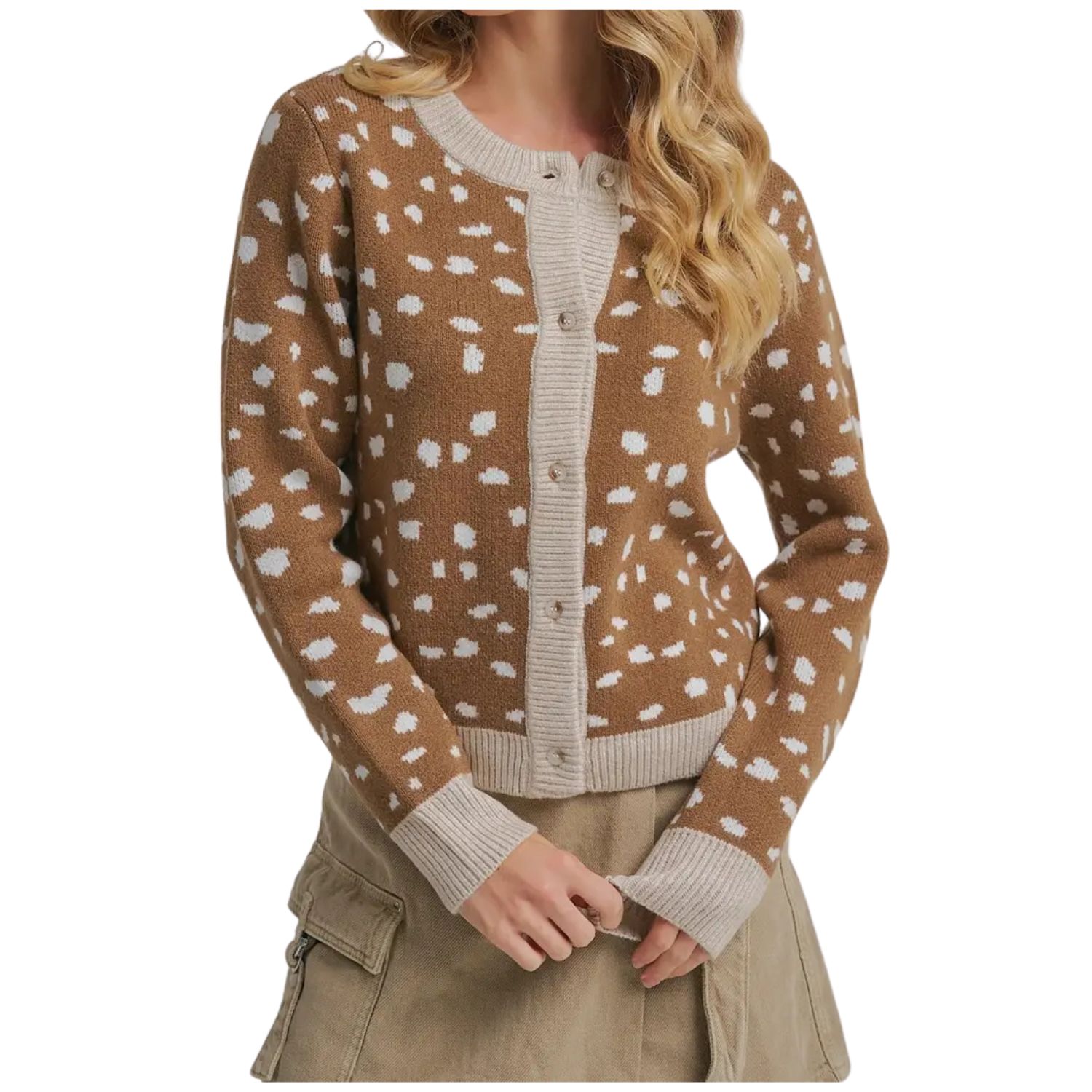 Deer Pattern Button Down Fall Sweater Cardigan
