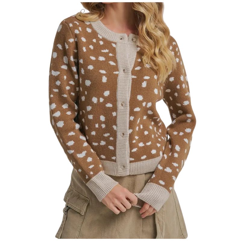 Deer Pattern Button Down Fall Sweater Cardigan