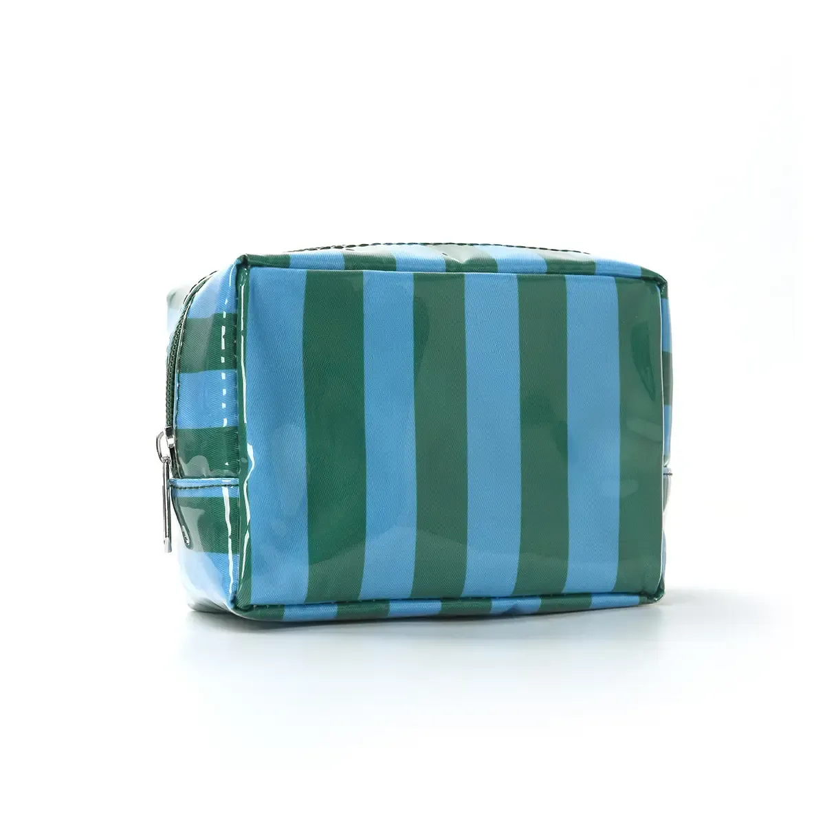 Colorful Stripe Mini Makeup Storage Bag – Blue &amp; Green