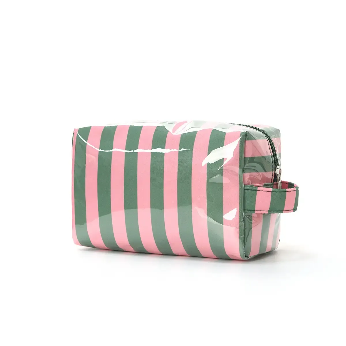 Stripe Cosmetic Pouch – Green &amp; Pink