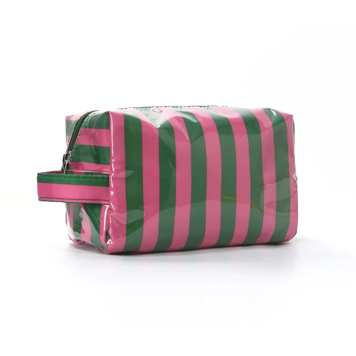 Stripe Cosmetic Pouch – Green &amp; Hot Pink