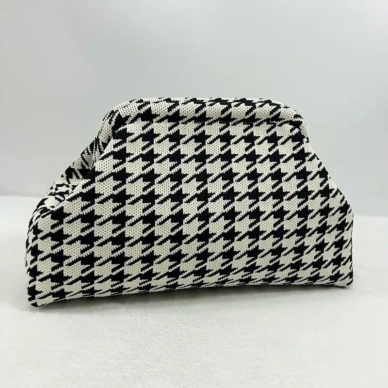 Houndstooth Woven Clutch