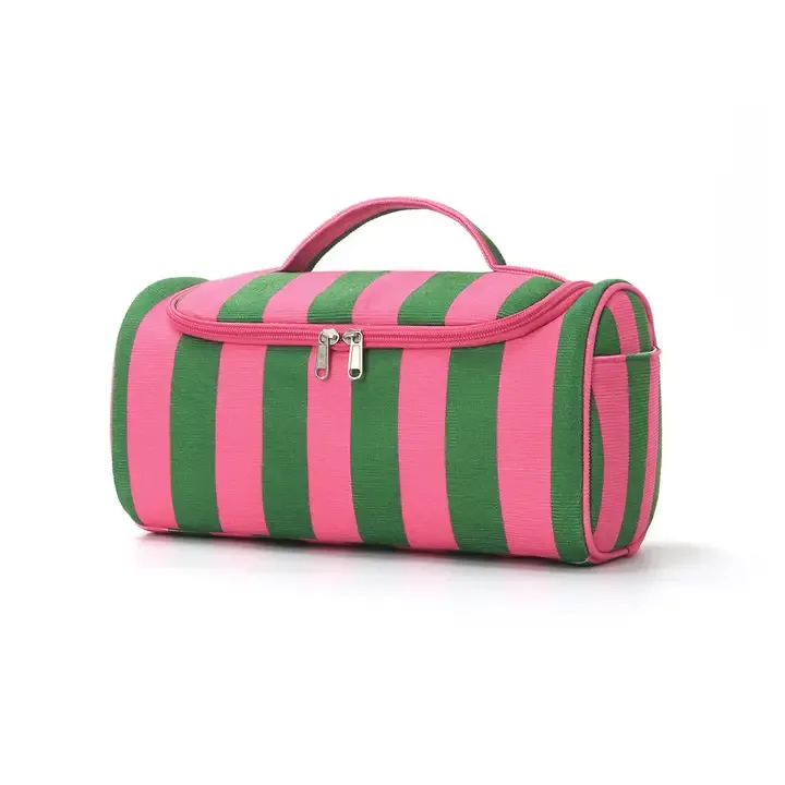 Striped Hair Tool Storage Bag – Hot Pink &amp; Green