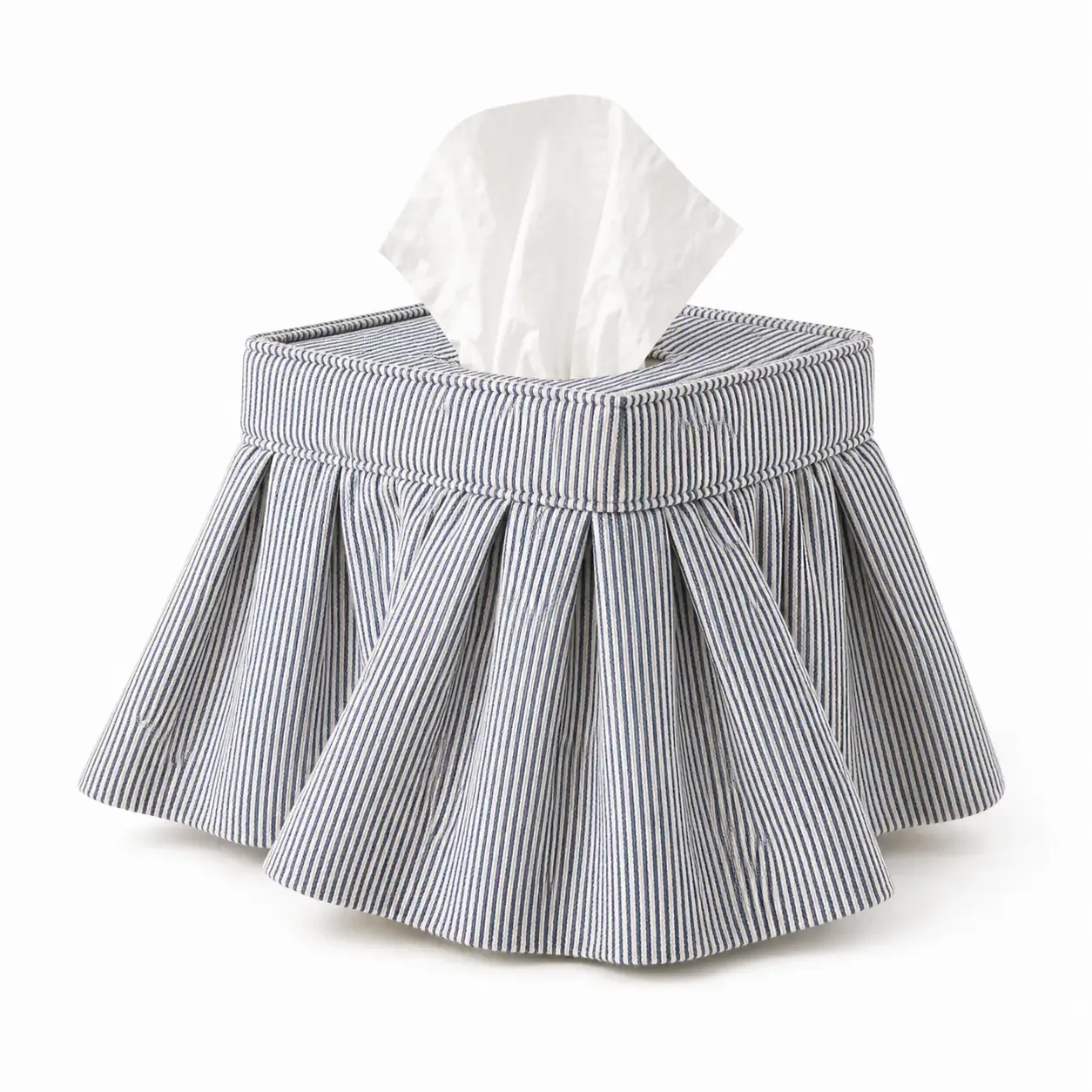 Skirted Railroad Stripe Tissue Box Cover